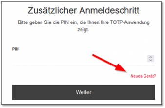Screenshot Neues Gerät