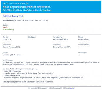 Notifikation Begründungsbericht
