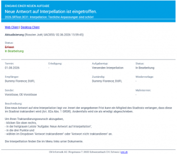 Notifikation Interpellation