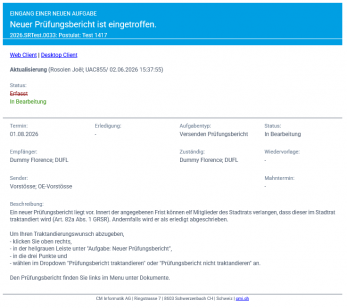 Notifikation Prüfungsbericht