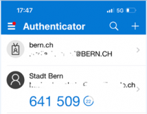 Authenticator App mit erzeugtem Code